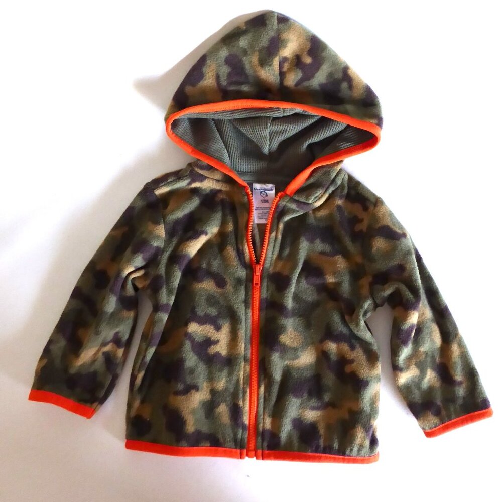 GARANIMALS BRAND CHILDS FLEECE ARMY CAMOUFLAGE ZIP UP HOODIE NEW- SIZE: 12 MONTH